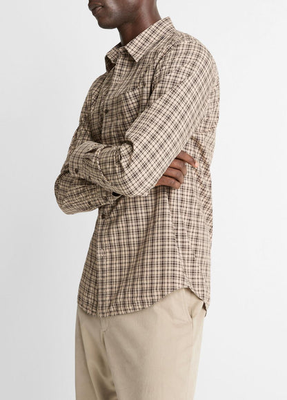 Great Falls Plaid Cotton Button-Front Shirt in Long Sleeve | VINCE Men