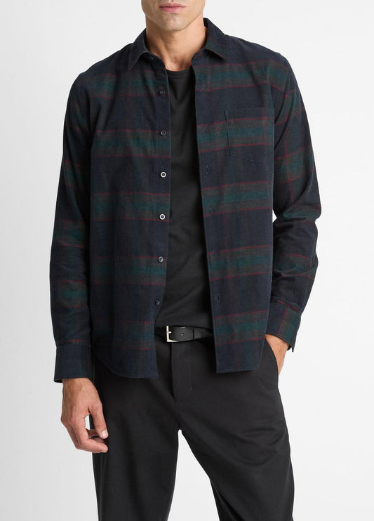 Holme Plaid Cotton Button-Front Shirt in Long Sleeve | VINCE Men