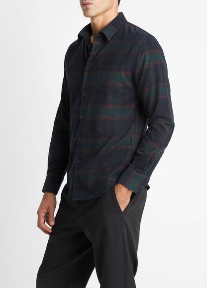 Holme Plaid Cotton Button-Front Shirt in Long Sleeve | VINCE Men