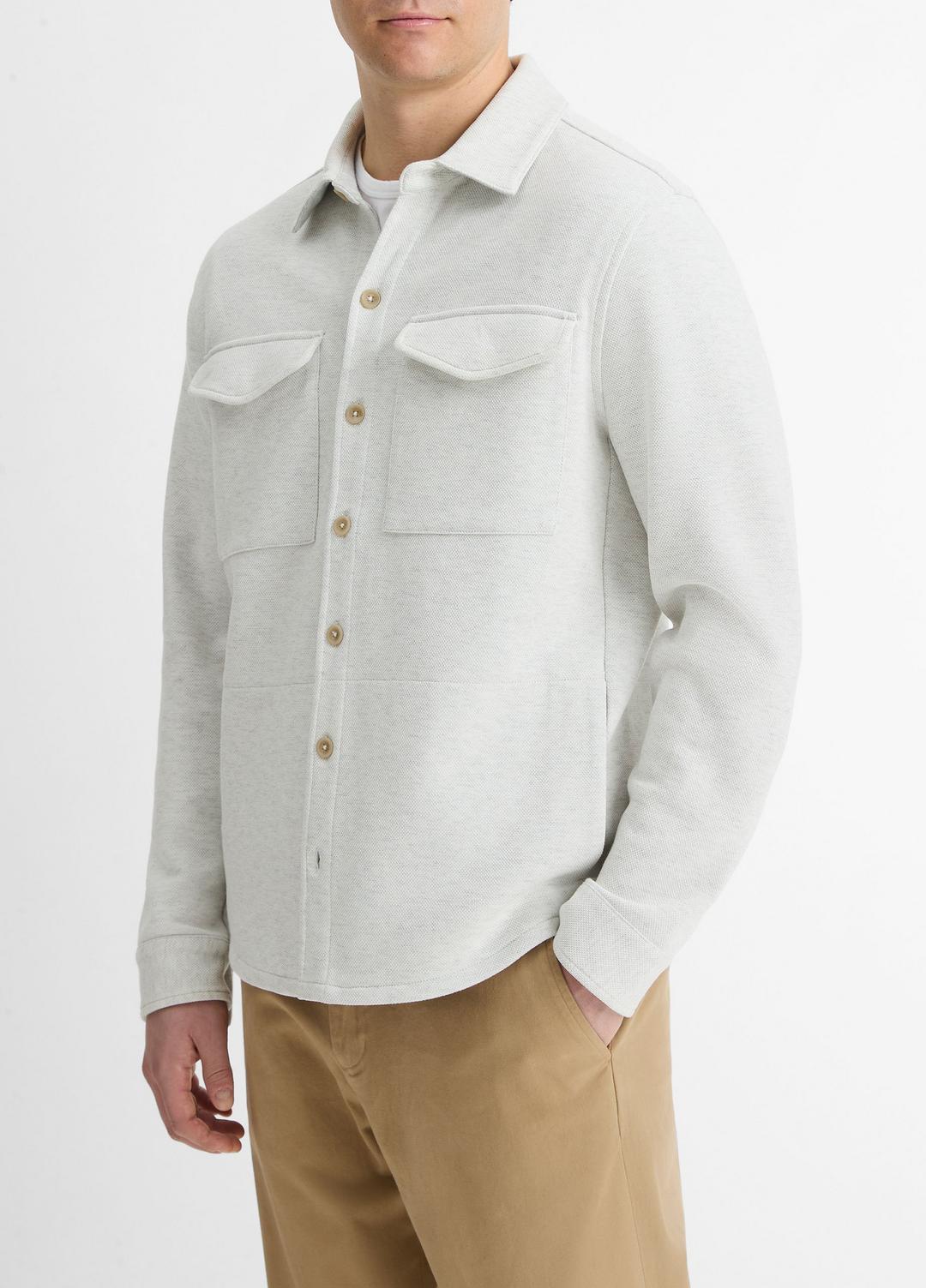 Double-Knit Cotton-Blend Piqué Shirt Jacket in Shirt Jackets | VINCE Men