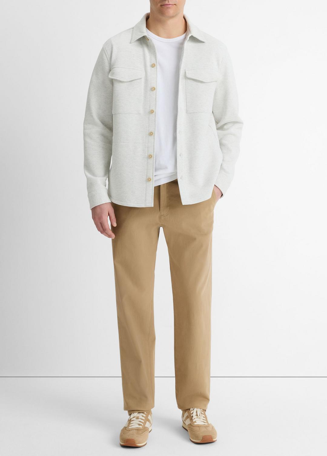 Double-Knit Cotton-Blend Piqué Shirt Jacket in Shirt Jackets | VINCE Men