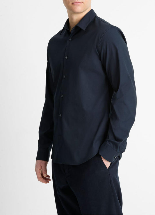 Stretch-Cotton Poplin Shirt in Long Sleeve | VINCE Men
