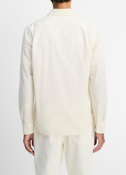 Cotton Chambray Button-Front Shirt in Long Sleeve | VINCE Men