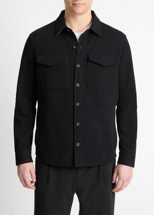 Double-Knit Cotton-Blend Piqué Shirt Jacket in Shirt Jackets | VINCE Men