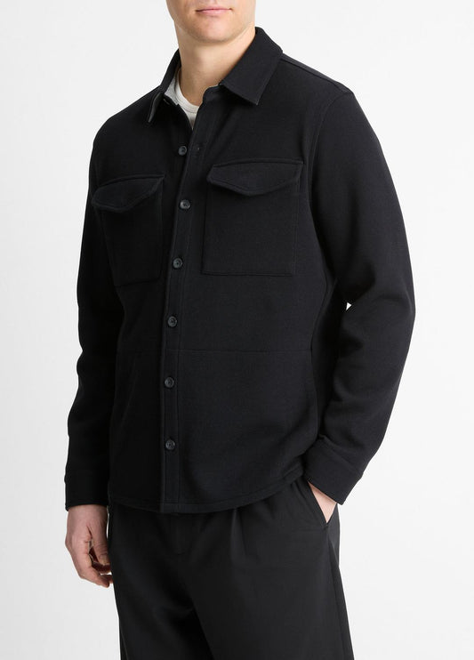 Double-Knit Cotton-Blend Piqué Shirt Jacket in Shirt Jackets | VINCE Men
