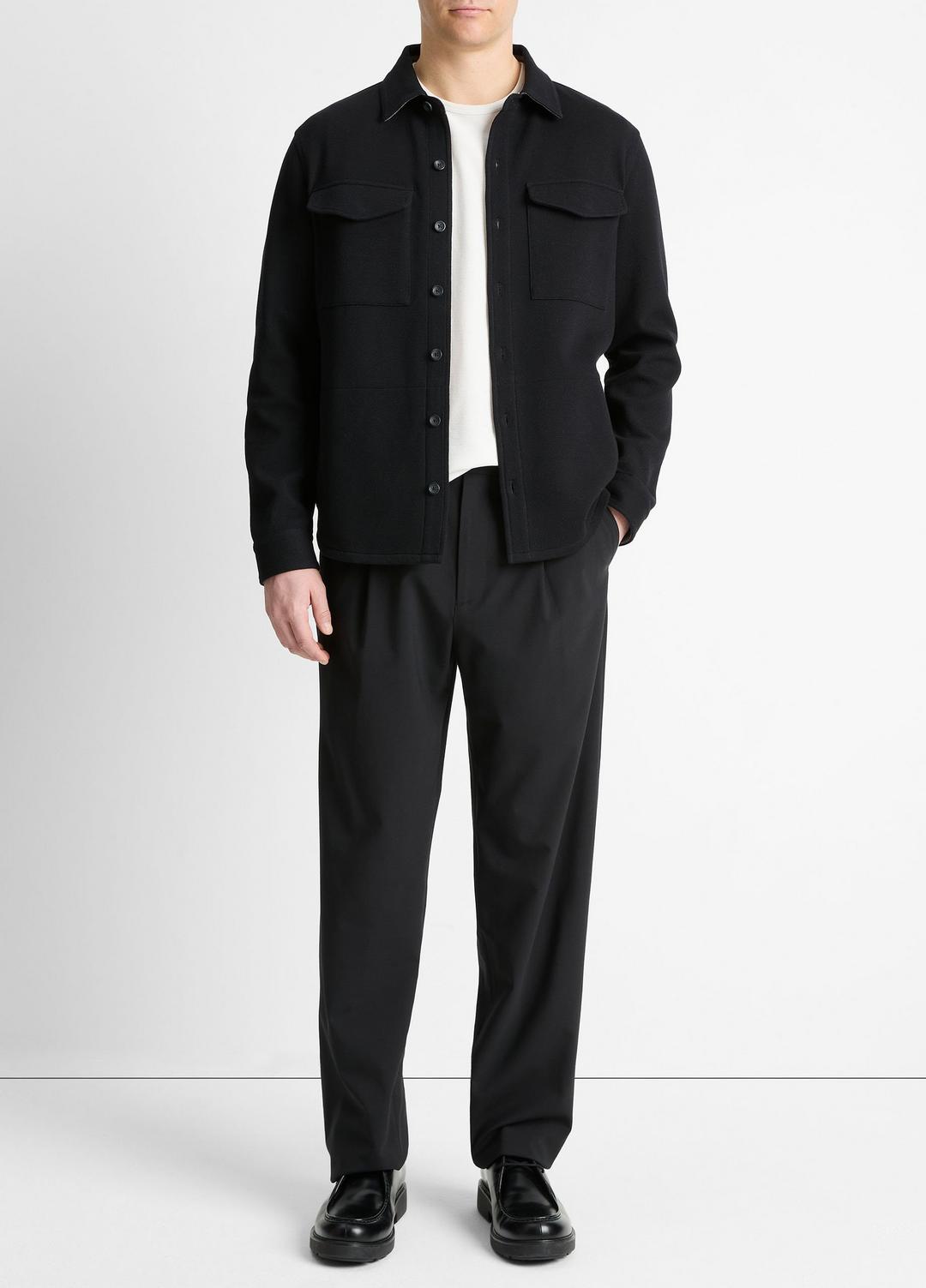 Double-Knit Cotton-Blend Piqué Shirt Jacket in Shirt Jackets | VINCE Men