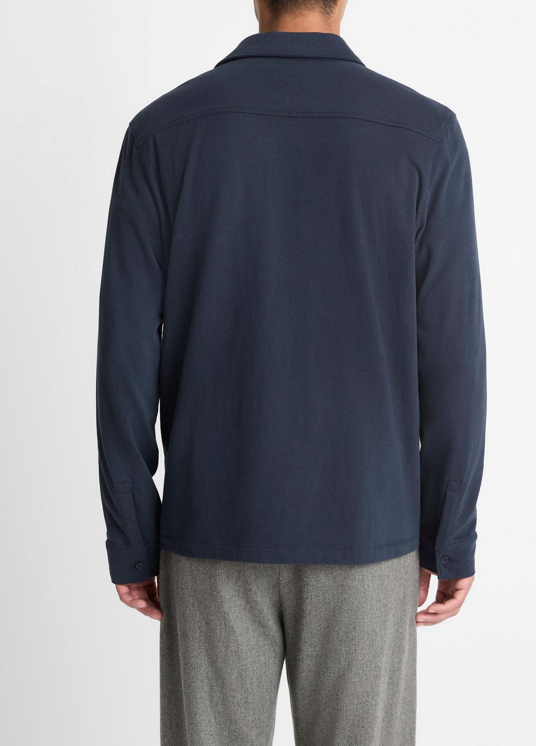 Sueded Cotton Jersey Button-Front Shirt in Long Sleeve | VINCE Men