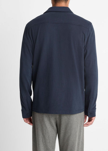 Sueded Cotton Jersey Button-Front Shirt in Long Sleeve | VINCE Men