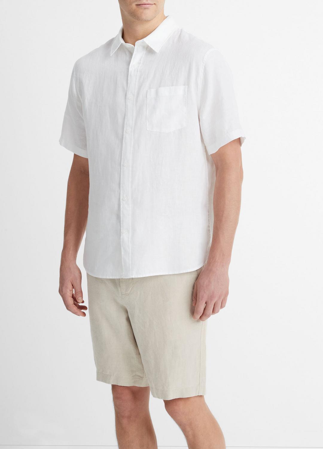 Linen Short-Sleeve Shirt in Short Sleeve | VINCE Men