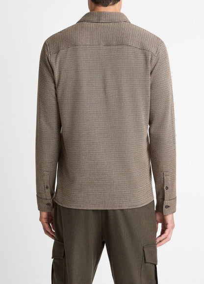 Houndstooth Cotton-Blend Button-Front Shirt in Long Sleeve | VINCE Men