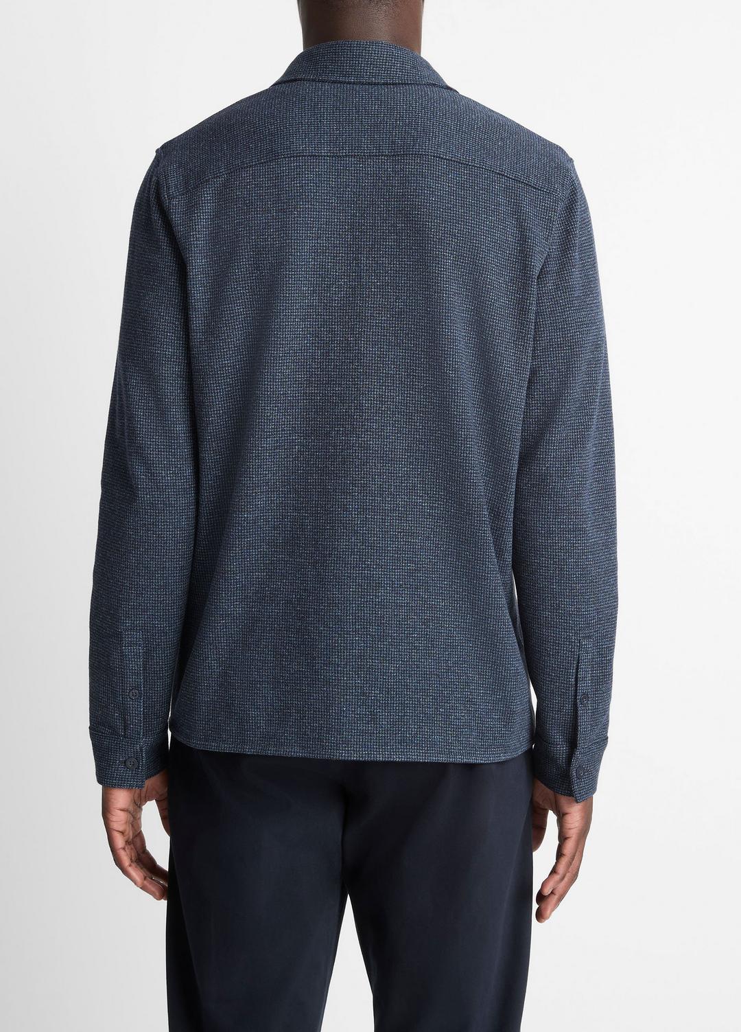 Houndstooth Cotton-Blend Button-Front Shirt in Long Sleeve | VINCE Men