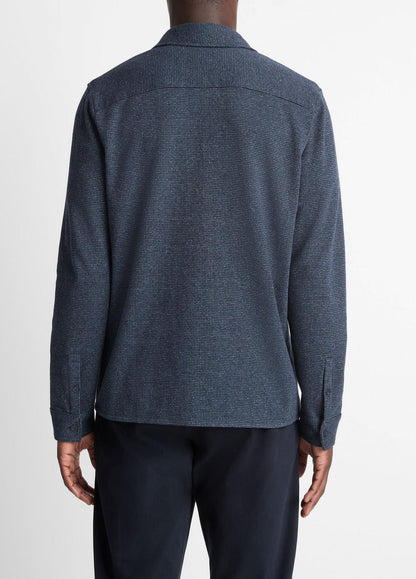 Houndstooth Cotton-Blend Button-Front Shirt in Long Sleeve | VINCE Men