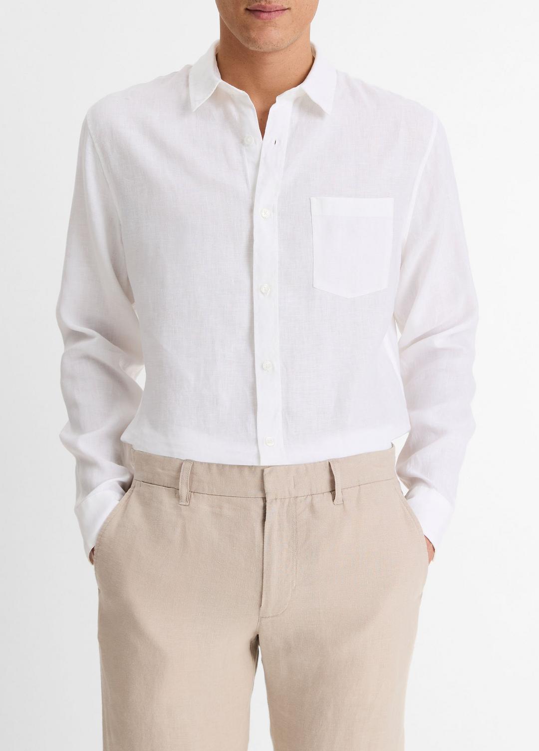 Linen Long-Sleeve Shirt in Long Sleeve | VINCE Men