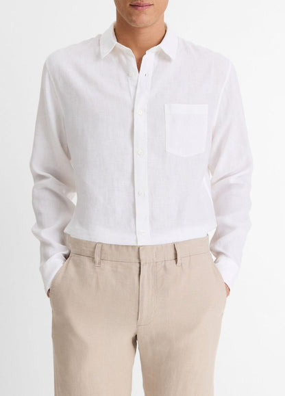 Linen Long-Sleeve Shirt in Long Sleeve | VINCE Men