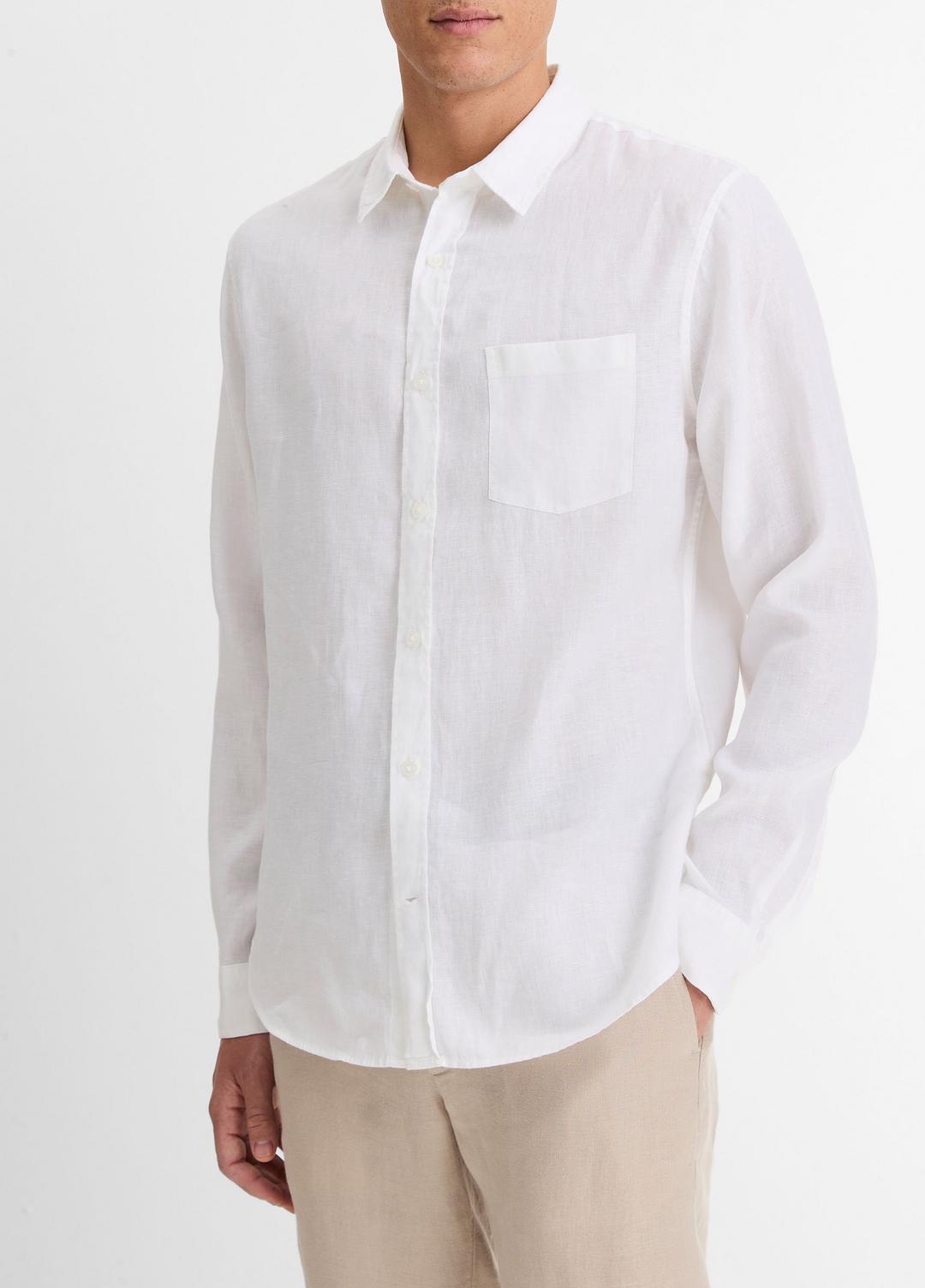 Linen Long-Sleeve Shirt in Long Sleeve | VINCE Men