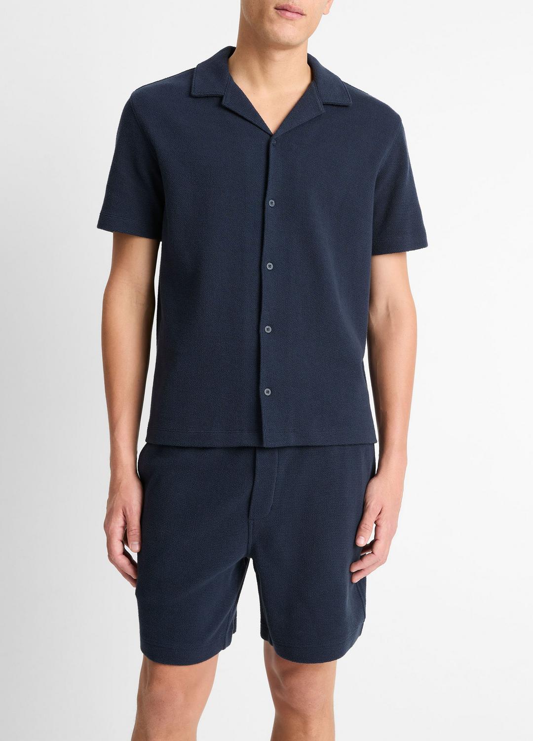 Cotton Bouclé Cabana Shirt in Short Sleeve | VINCE Men