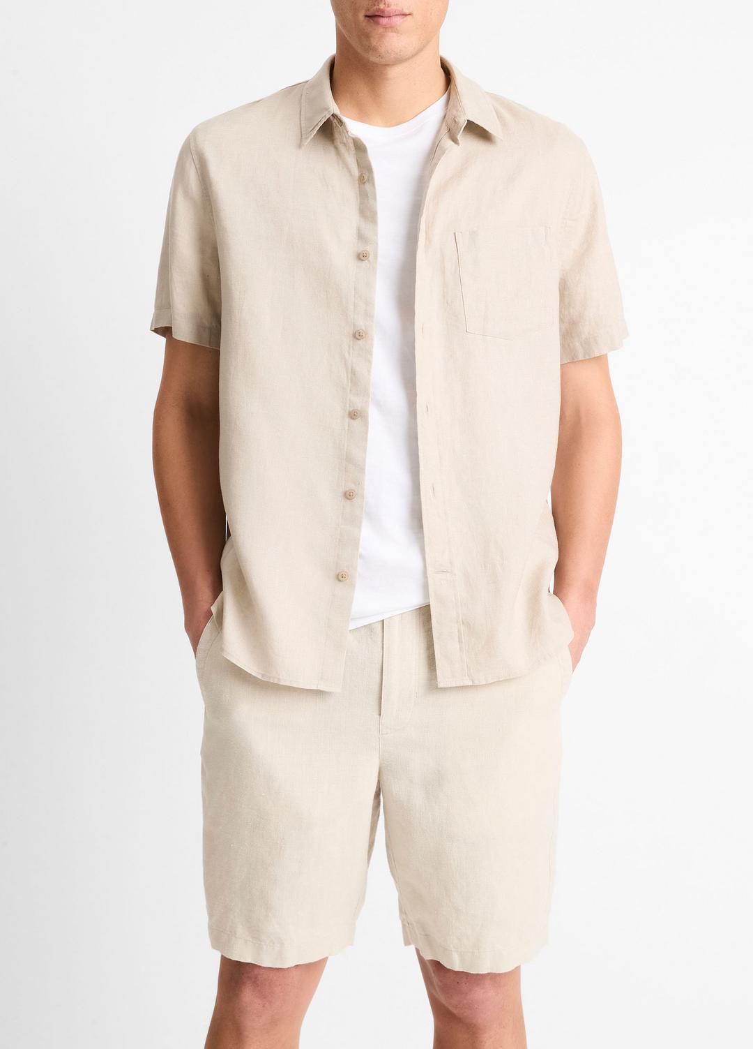 Linen Short-Sleeve Shirt in Short Sleeve | VINCE Men