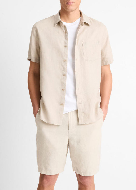 Linen Short-Sleeve Shirt in Short Sleeve | VINCE Men
