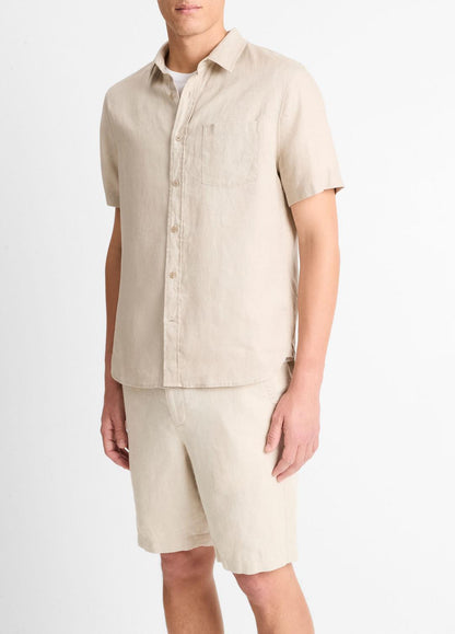 Linen Short-Sleeve Shirt in Short Sleeve | VINCE Men