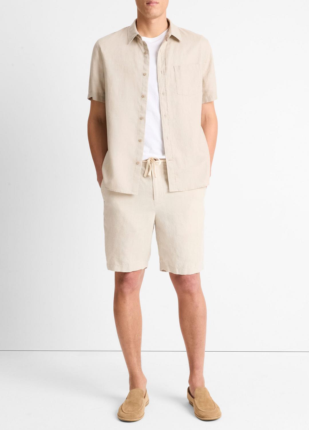 Linen Short-Sleeve Shirt in Short Sleeve | VINCE Men
