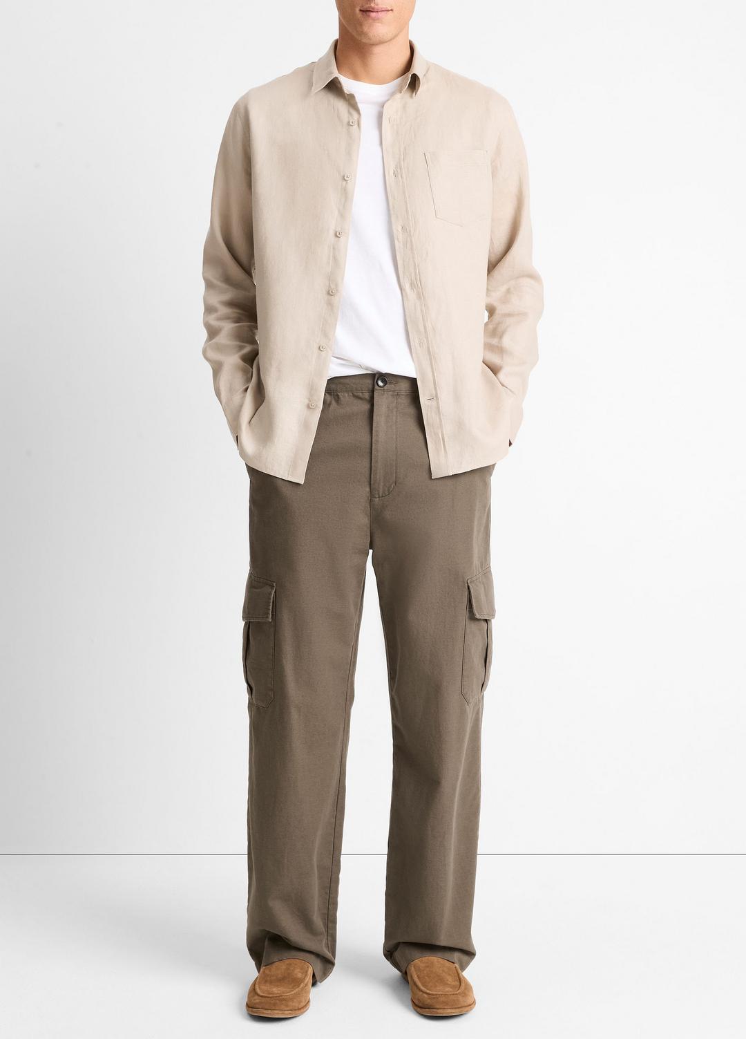Linen Long-Sleeve Shirt in Long Sleeve | VINCE Men