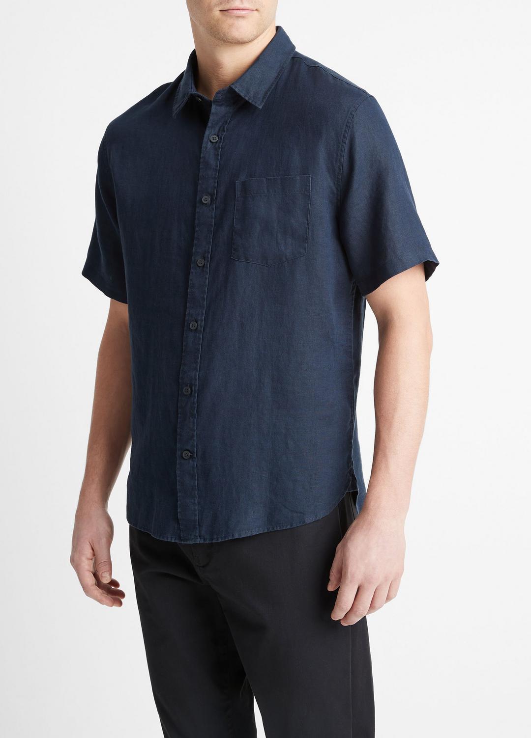 Linen Short-Sleeve Shirt in Short Sleeve | VINCE Men