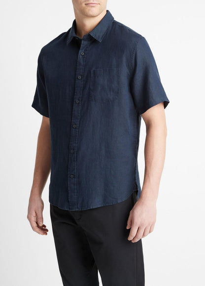 Linen Short-Sleeve Shirt in Short Sleeve | VINCE Men