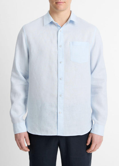 Linen Long-Sleeve Shirt in Long Sleeve | VINCE Men