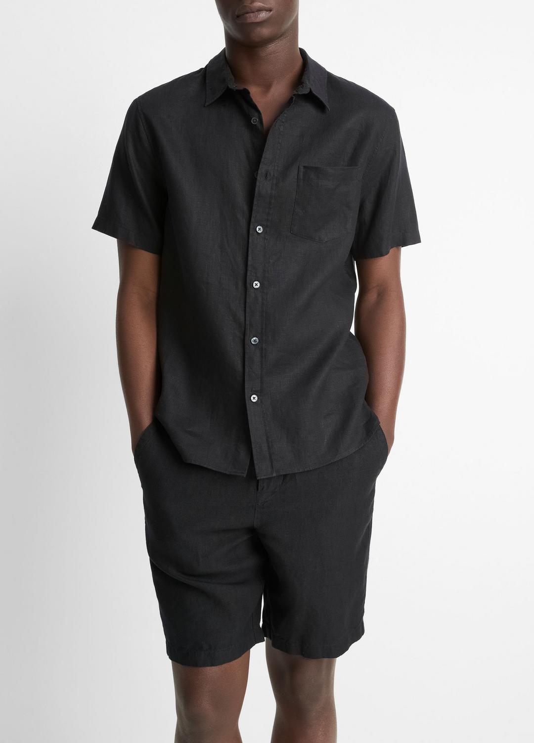 Linen Short-Sleeve Shirt in Short Sleeve | VINCE Men