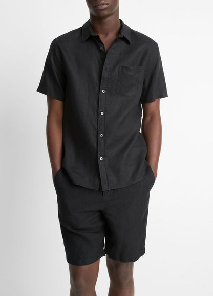 Linen Short-Sleeve Shirt in Short Sleeve | VINCE Men