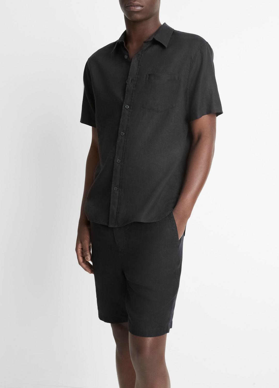 Linen Short-Sleeve Shirt in Short Sleeve | VINCE Men