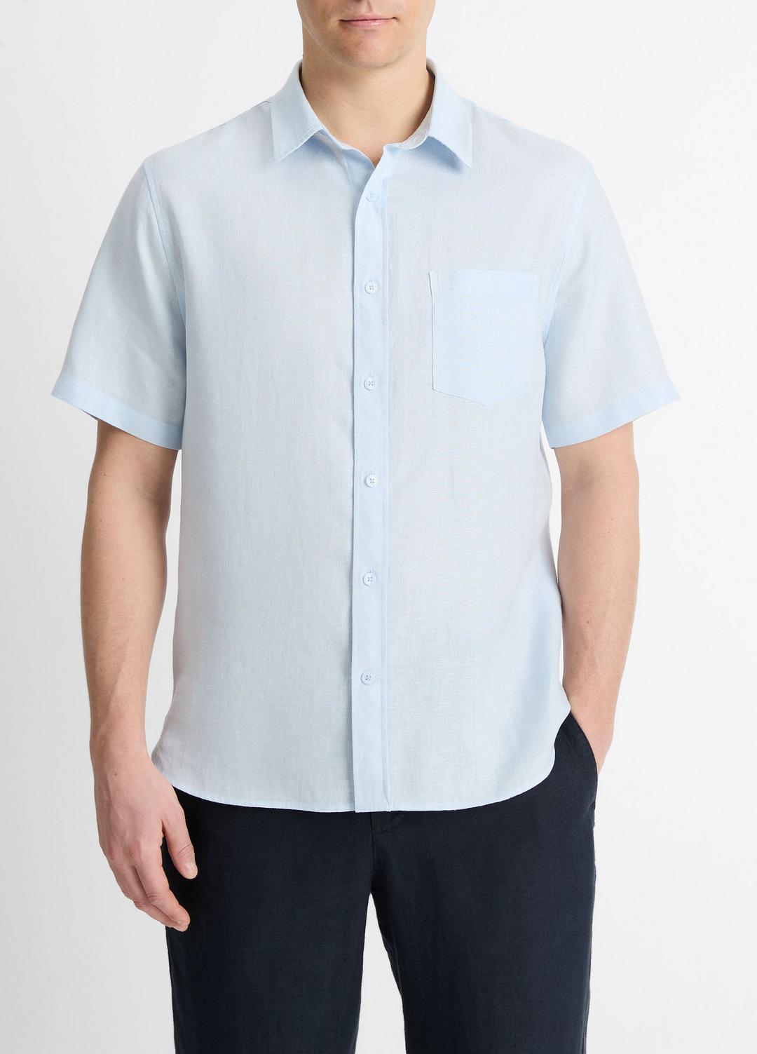Linen Short-Sleeve Shirt in Short Sleeve | VINCE Men