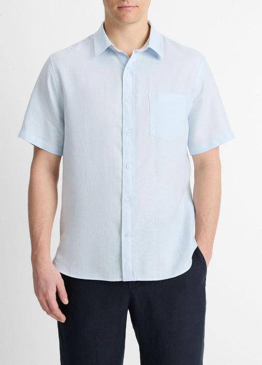 Linen Short-Sleeve Shirt in Short Sleeve | VINCE Men