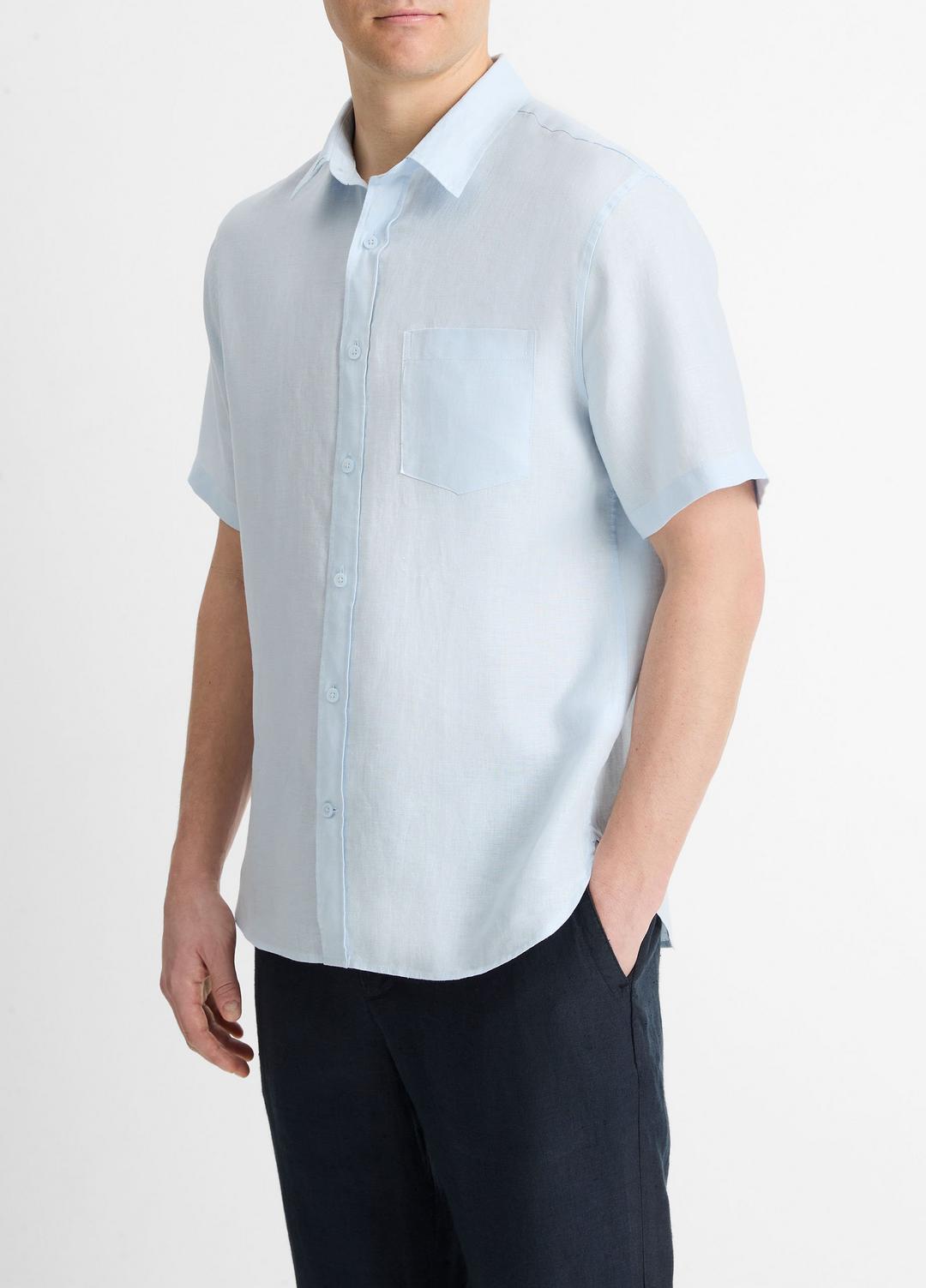 Linen Short-Sleeve Shirt in Short Sleeve | VINCE Men