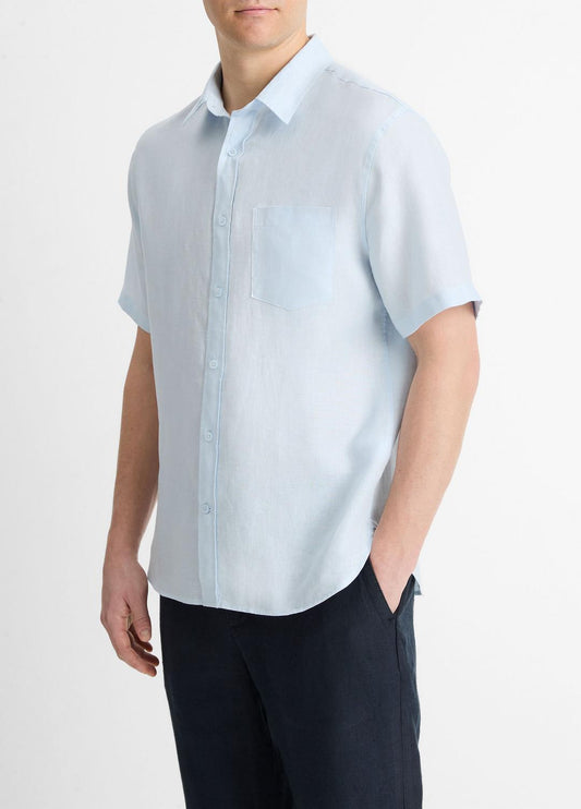 Linen Short-Sleeve Shirt in Short Sleeve | VINCE Men