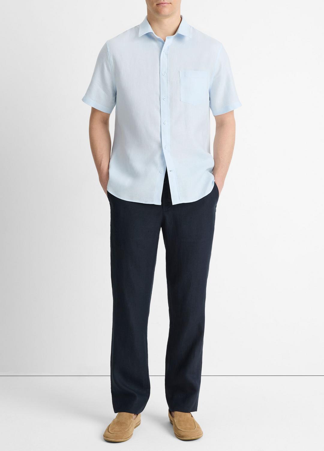 Linen Short-Sleeve Shirt in Short Sleeve | VINCE Men