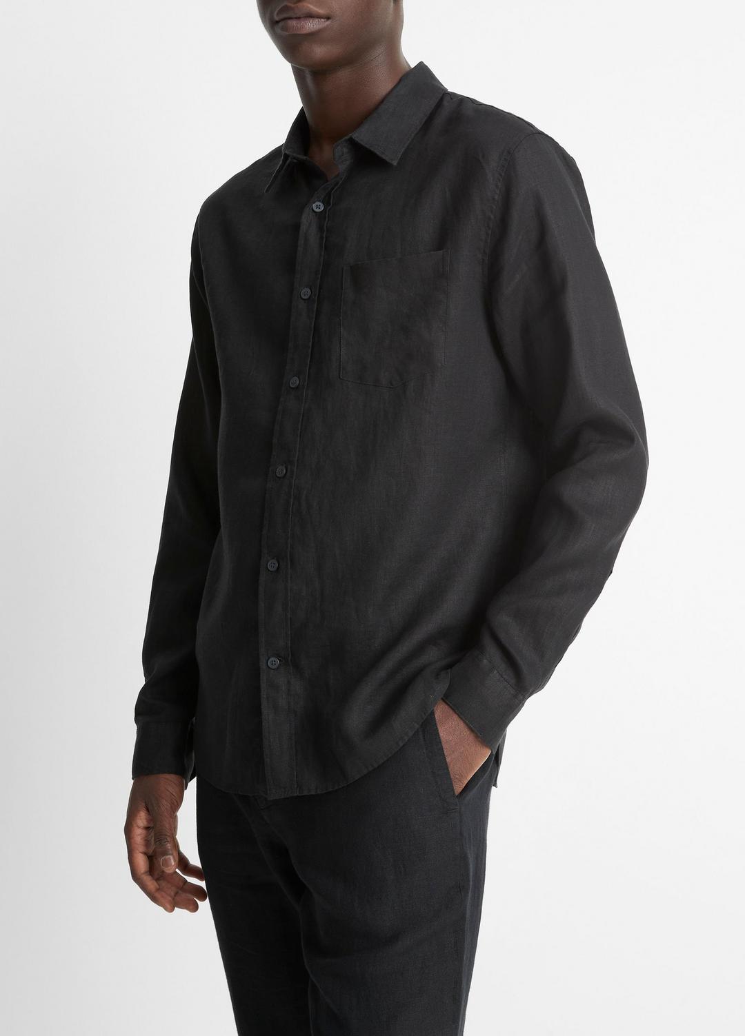 Linen Long-Sleeve Shirt in Long Sleeve | VINCE Men