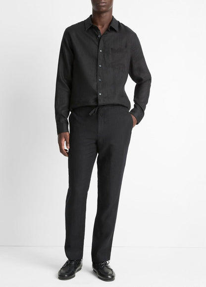 Linen Long-Sleeve Shirt in Long Sleeve | VINCE Men