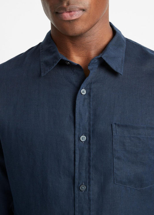 Linen Long-Sleeve Shirt in Long Sleeve | VINCE Men