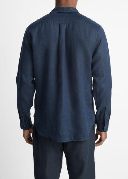 Linen Long-Sleeve Shirt in Long Sleeve | VINCE Men
