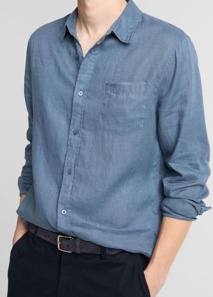 Linen Long-Sleeve Shirt in Long Sleeve | VINCE Men