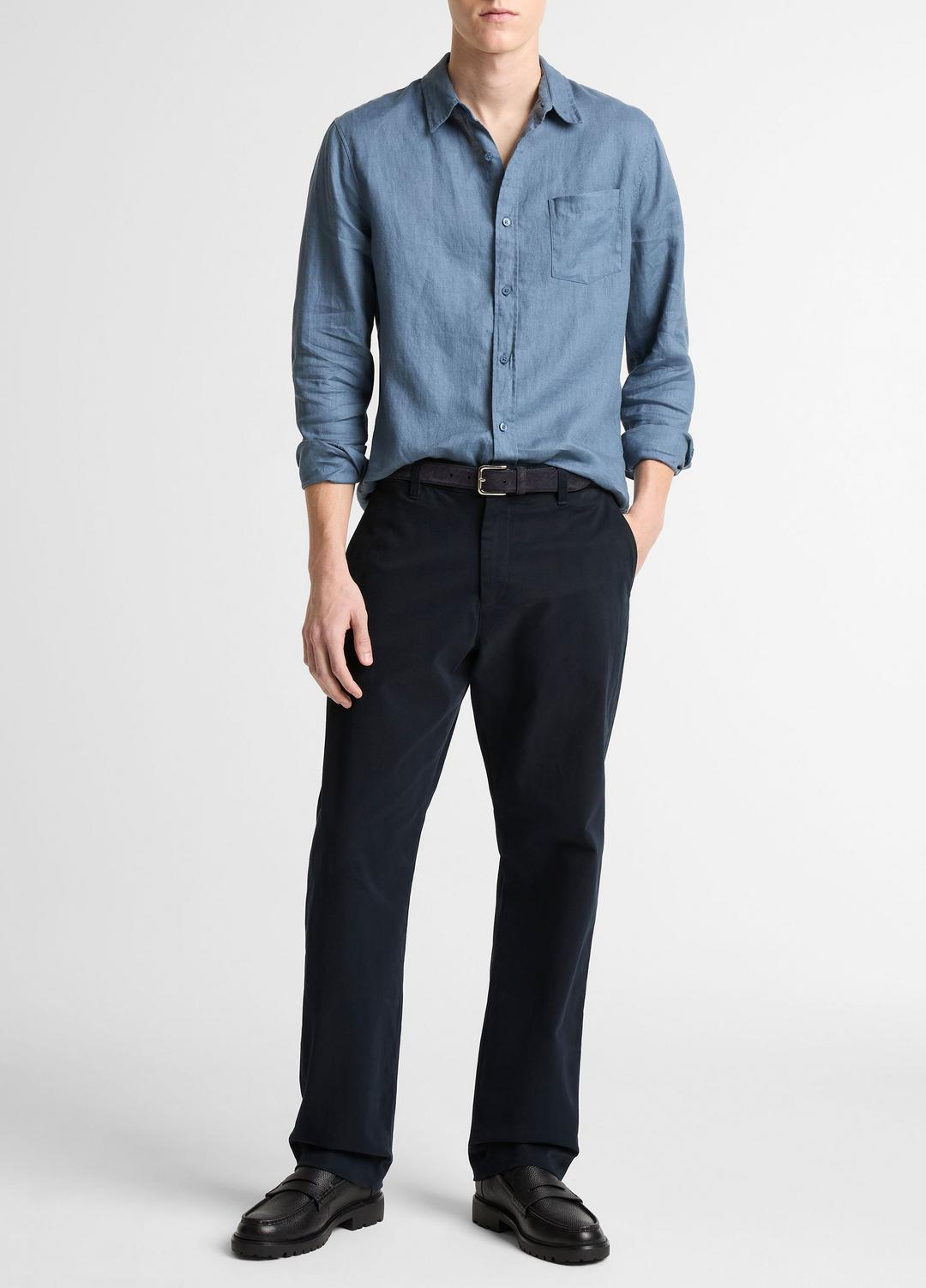 Linen Long-Sleeve Shirt in Long Sleeve | VINCE Men