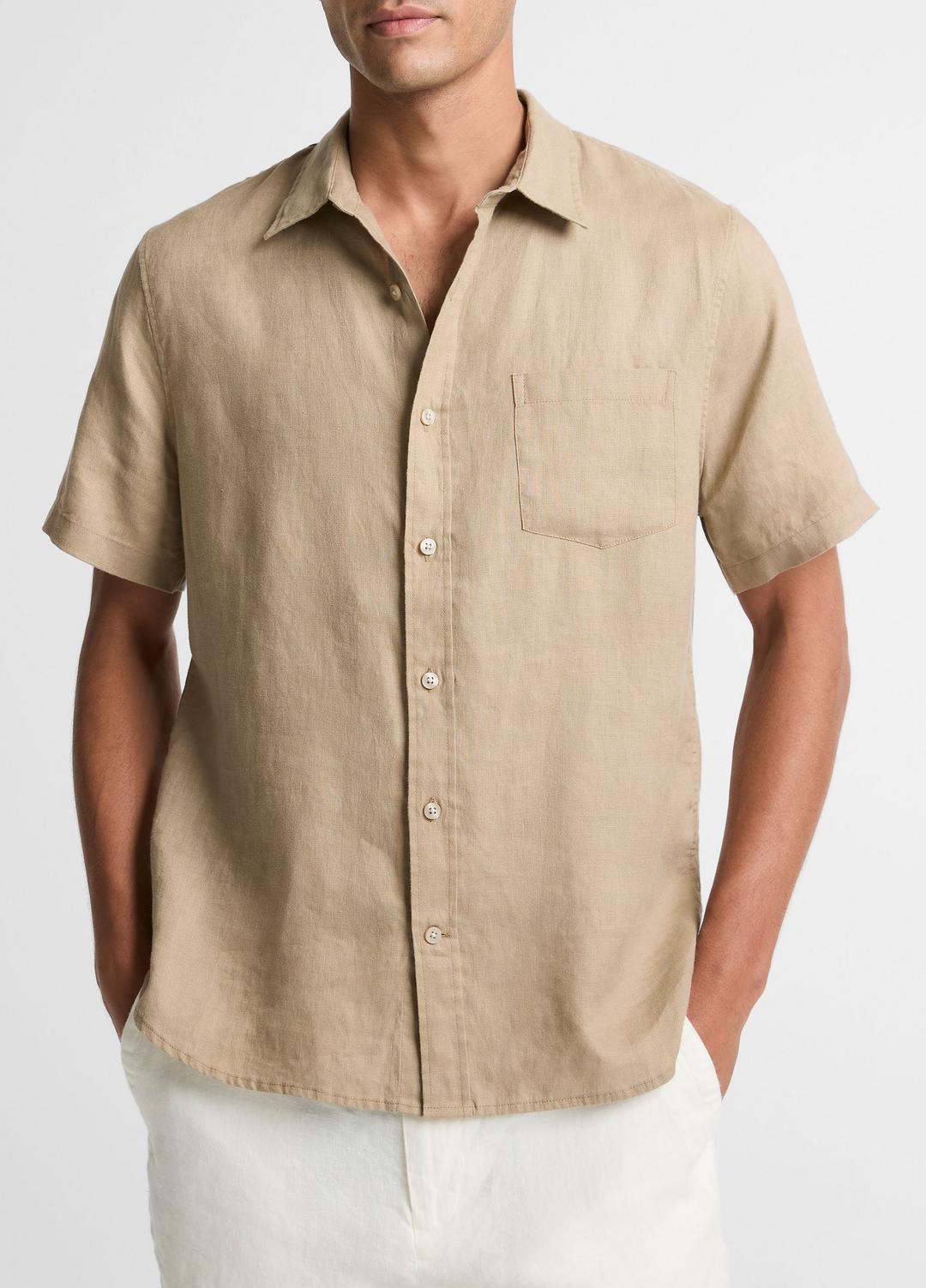 Linen Short-Sleeve Shirt in Long Sleeve | VINCE Men