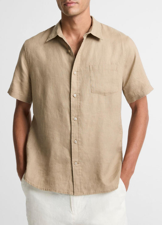 Linen Short-Sleeve Shirt in Long Sleeve | VINCE Men