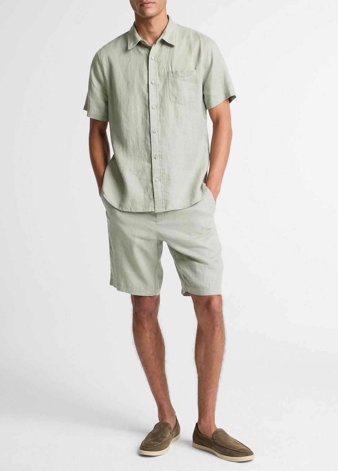 Linen Short-Sleeve Shirt in Long Sleeve | VINCE Men
