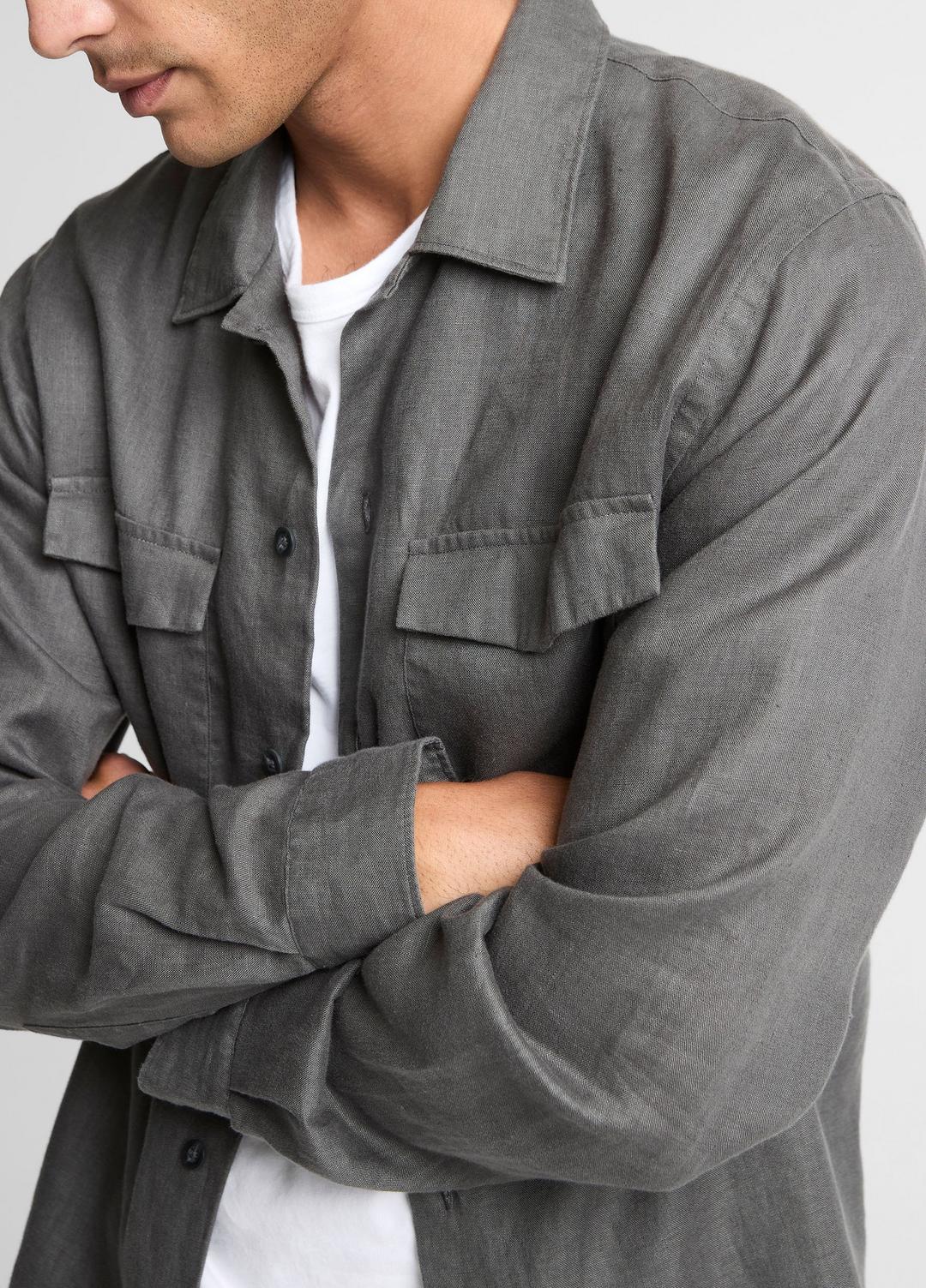 Linen Garage Shirt  in Long Sleeve | VINCE Men