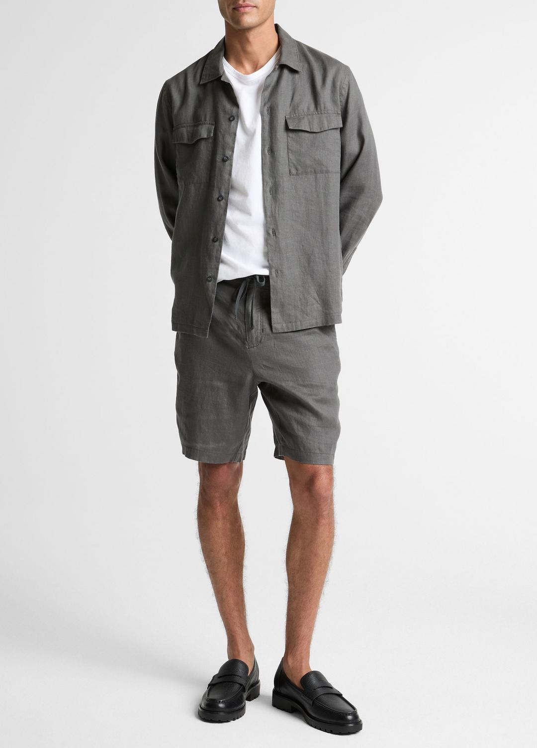 Linen Garage Shirt  in Long Sleeve | VINCE Men