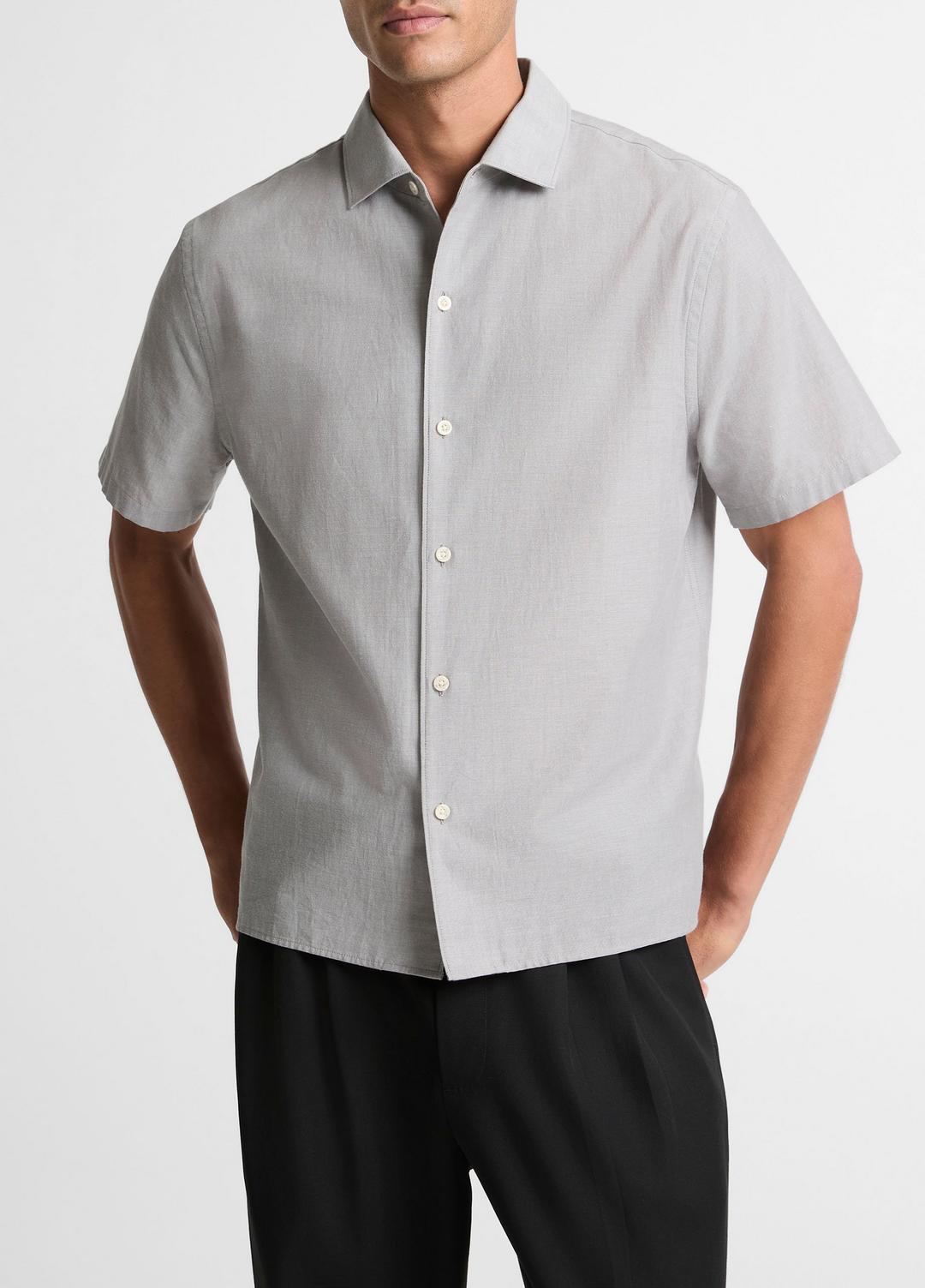 Cotton Short-Sleeve Button-Front Shirt  in Short Sleeve | VINCE Men