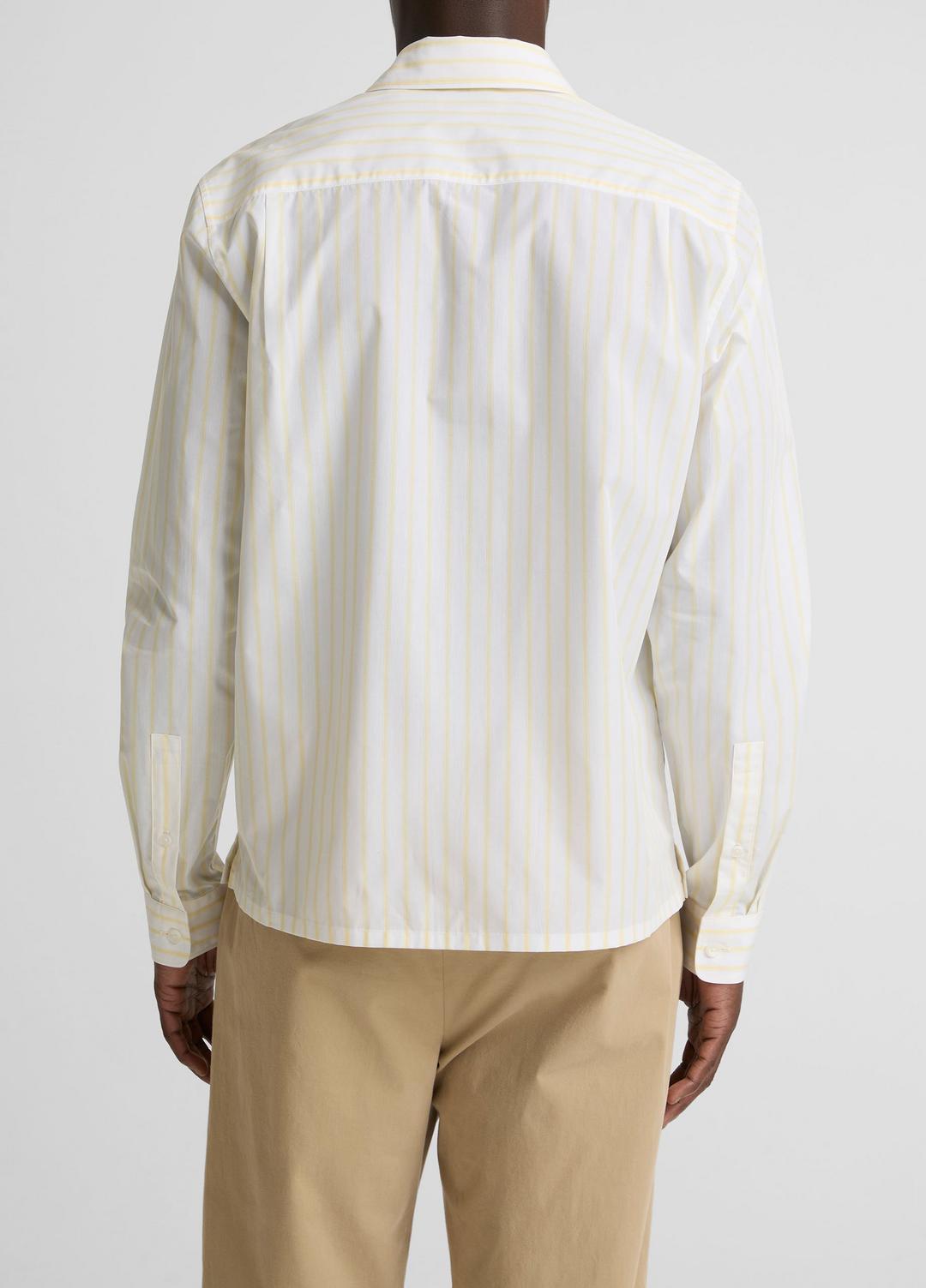 Striped Cotton-Blend Poplin Button-Front Shirt in Long Sleeve | VINCE Men