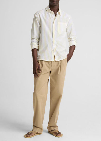 Striped Cotton-Blend Poplin Button-Front Shirt in Long Sleeve | VINCE Men
